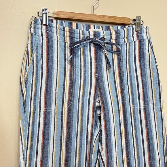 Per Se Linen Blend Striped Straight Leg Pant - Picture 2 of 11